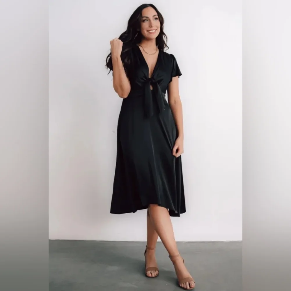 Baltic Born Poppy Satin Tie Front Midi Dress Size XL - Picture 2 of 13